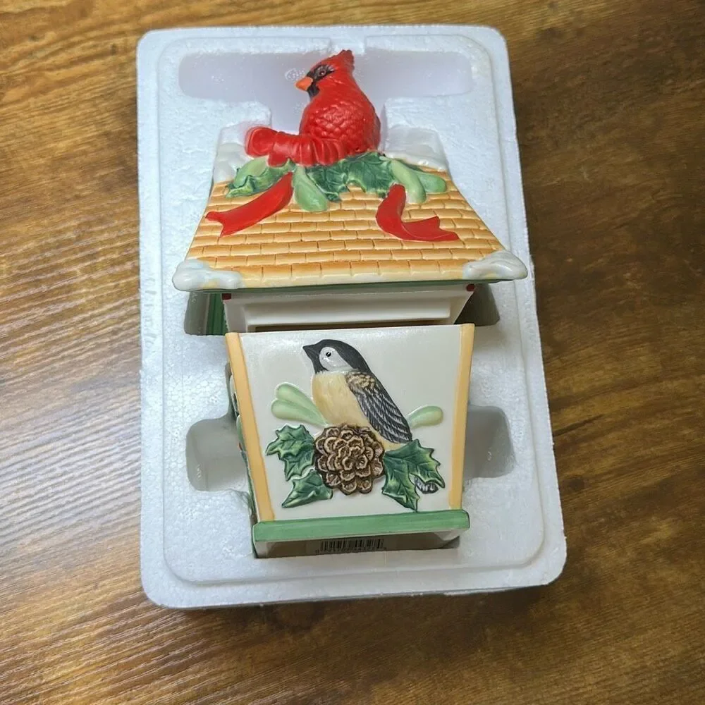2003 Lenox Winter Greetings Every Day Candy Dish With Lid Cardinal Candy‎ Dish